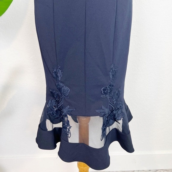 Aidan Mattox Scuba-Crepe Illusion Dress - Picture 5 of 8